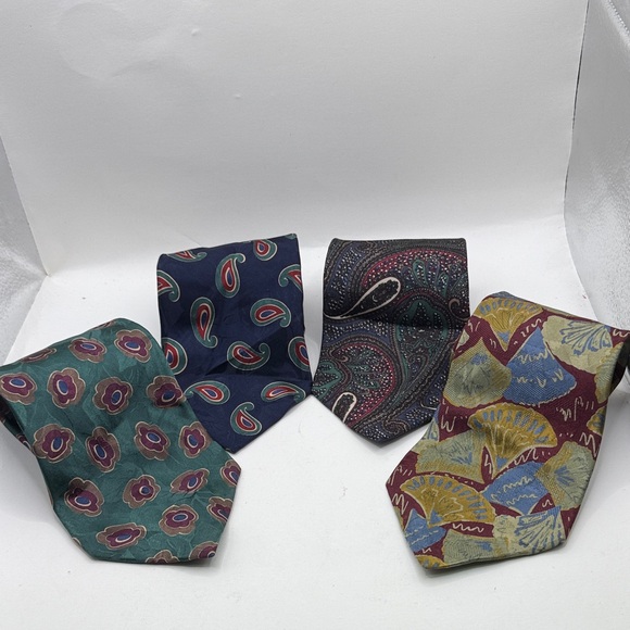 Nordstrom Other - Vtg Nordstrom Italy Lot Bundle Four Ties Patterned Business Work Silk Abstract